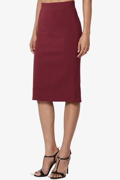 Office Ponte Stretch Knit Elastic High Waist Knee Pencil Midi Skirt – TheMogan Elegant Fitted Solid Color Skirt, Solid Mini Skirt For Office, Chic Solid Color Mini Pencil Skirt, Formal Office Lady Skirt For Fall, Chic Mini Pencil Skirt Solid Color, Formal Fall Office Lady Skirt, Chic Pleated Skirt For Formal Occasions, Chic Solid Pencil Skirt For Party, Solid Color Pencil Skirt For Party