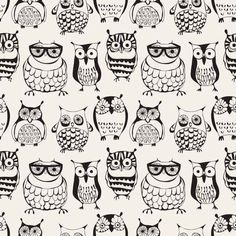 an owl pattern with glasses on it