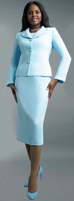 Lily & Taylor 4063 Suits Skirt For Women, Blue Blazer Outfit, Scoop Neckline Dress, Knit Fabric Dress, Suit Colors, Black Site, Church Dresses For Women, Church Suits And Hats, African Outfits