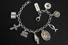 Saint Aloysius Bracelet. Catholic Bracelet. St Aloysius Charm Bracelet. Patron Saint Bracelet. Christian Jewelry. Religious Bracelet. by GatheringCharms from Gathering Charms by Gilliauna. Find it now at https://ift.tt/1UdC84w! Saint Peregrine, Saint Lazarus, St Peregrine, Catholic Bracelet, Bracelet Styles, Handmade Charm Bracelets, Angel Bracelet, Catholic Necklace, Christian Bracelets