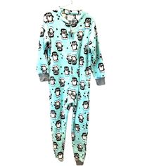 Pj Couture Onesie Penguin Zip Up Pajamas. Sz M. Nwt Extremely Soft And Warm And Super Plush. Easy Full Zip. Adorable. Turquoise Color. See Measurements True To Size B104 Turquoise Color, Penguins, Women's Intimates, Black Blue, Onesies, Blue Black, Zip Ups, Pajamas, Turquoise