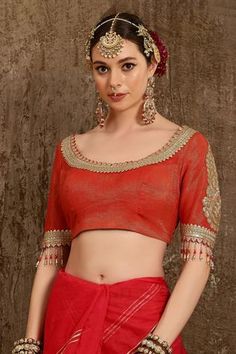 Shop for Shikhar Sharma Red Organza Gota Work Leheriya Saree With Blouse for Women Online at Aza Fashions Leheriya Saree, Saree Organza, Leaf Sleeve, Grey Saree, Net Fashion, Organza Blouse, Gota Work, Work Pattern, Blouse Silk