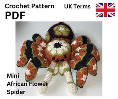 a crochet pattern for a stuffed spider with the words'mini african flower spider '