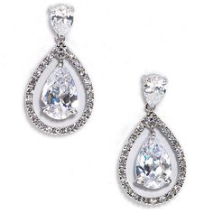 Glowing with elegance, these pear shaped drop earrings make a stellar addition to your formal wear. From traditional to sassy, the cubic zirconia sparkle with any style gown you choose. Cubic Zirconia .75" Long and .5" Wide Pierced, Sterling Post Rhodium Silver Plating Elegant Earrings for you or your Bridal Party. The perfect pair and the perfect gift too. 3D Virtual Product Tour, Product Demo, and Product Video: Flower Girl Jewelry, Bridesmaid Pearls, Bridal Earrings Drop, Bridal Fashion Jewelry, Choker Pendant, Cubic Zirconia Necklace, Bridesmaid Jewelry Sets, Wedding Bridal Jewellery, Pearl Set