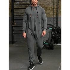 Season:Fall,Winter,Spring; Fabric:Cotton,Polyester; Sleeve Length:Long Sleeve; Gender:Men's; Elasticity:Micro-elastic; Occasion:Street,Casual,Athleisure; Age Group:Adults'; Fit Type:Regular Fit; Pattern:Solid Color; Design:Zip Up; Neckline:Hooded; Sports Clothing Sub Category:Tracksuit,Sweatsuit,Jumpsuit; Special Size:Normal; Listing Date:11/20/2020; Bust:null; Hips:null; Length [Bottom]:null; Waist:null; Special selected products:COD; Sleeve Length:null Cheap Tracksuits, Dance Unitard, Jumpsuit Men, Track Suit Men, Athleisure Casual, Long Romper, One Piece Pajamas, Sports Clothing, One Piece Suit