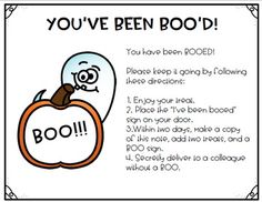 a poster with an apple saying you've been boo