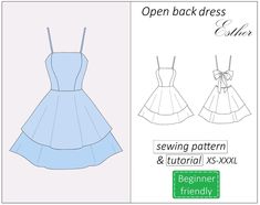 the sewing pattern for this dress is easy to sew and has an open back design