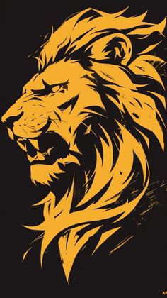 a lion's head on a black background