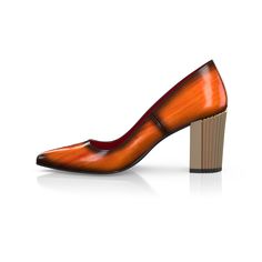 Women`s Luxury Block Heel Shoes 43374 | Girotti Elegant Orange Leather Shoes With Leather Sole, Orange Closed Toe Elegant Heels, Orange Sculpted Heel With Round Toe, Elegant Orange Closed Toe Heels, Brown Leather Heels With Red Sole, Formal Cognac Heels With Leather Sole, Orange Heels With Sculpted Heel And Pointed Toe, Luxury Orange Heels With Pointed Toe, Orange Pointed Toe Heels With Sculpted Heel