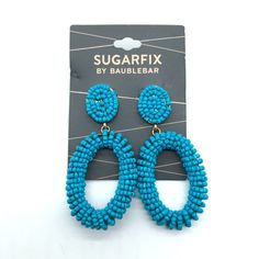 Sugarfix By Baublebar Earrings Dangle Oval Seed Bead Aqua Blue New With Tags! Comes From A Smoke Free Home. Feel Free To Ask Any Questions You May Have. Thanks For Looking! Trendy Blue Earrings With Dangling Beads, Blue Oval Beads Jewelry, Trendy Blue Beaded Earrings, Ear Pins Earrings, Mickey Earrings, Pink Tassel Earrings, Disney Earrings, Minnie Mouse Earrings, Cream Earrings