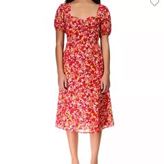 Tie Back Midi. Rouched Dress, White Floral Print Dress, Puff Sleeve Midi Dress, Red Sunset, Midi Ruffle Dress, Midi Dress Summer, Midi Short Sleeve Dress, Shift Dress Black, Red Midi Dress