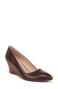 An elegant pointed-toe silhouette sits atop a comfortable stacked wedge heel that pairs easily with both casual or more styled-up outfits. 2 1/2" heel Stacked wedge heel Leather upper/synthetic lining and sole Imported Wedge Pump, Wedge Pumps, Leather Wedges, Franco Sarto, Wedge Heels, Leather Upper, Wedges, Nordstrom, Pumps