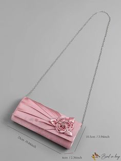 BirdinBag - Glamorous Chain Embellished Medium Evening Bag in Rose Pink Evening Bag With Chain, Pink Rectangular Bag With Chain Detail, Pink Rectangular Bag With Chain, Rectangular Pink Bag With Chain, Pink Evening Bag With Chain Strap, Pink Evening Bag With Chain Strap For Events, Pink Chain Bag For Gift, Pink Rectangular Chain Bag, Chic Rose Gold Bag For Events