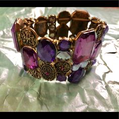 Purple And Gold Flexible Bracelet. Never Worn Purple And Gold Jewelry, Flexible Bracelet, Gold And Purple, Jewelry Purple, Stacked Jewelry, Women's Boutique, Dream Jewelry, Boutique Jewelry, Ladies Boutique