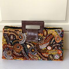 A Laura Lee’s Signature Handbag. Unique Bag Has Approximately 20,000 Beads, Measures 15x8x4, And Has An Interior Zipper To Secure Your Valuables. Brand New - Never Used! Sitting Pretty, Unique Bags, S Signature, Laura Lee, Brown Orange, Bags Designer, Bag Lady, Brand New, Zipper