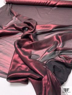 Italian Crinkled Silk Chiffon with Metallic Foil Print - Lustrous Merlot/Black | FABRICS & FABRICS – Fabrics & Fabrics Luxury Elegant Raw Silk Fabric, Luxury Festive Raw Silk Fabric, Kerala Saree Blouse Designs, Fabric Photography, Draping Fashion, Make Your Own Clothes, Trendy Fashion Tops, Metallic Fabric, Metallic Foil