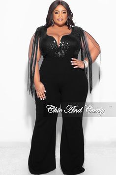 Polyester% 95 Spandex% 5 back zipper Chic And Curvy, Wrap Jumpsuit, Sequin Jumpsuit, Positive Body Image, Red Jumpsuit, Jumpsuit Black, Body Image, Black Jumpsuit, Final Sale