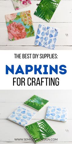 the best diy supplies napkins for crafting with flowers and leaves on them