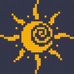 an image of a sun made out of legos in yellow and blue colors on a dark background