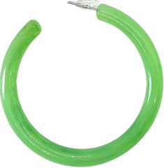 a green plastic tube with a hook in the middle