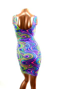 Fitted Multicolor Mini Dress For Club, Fitted Sleeveless Disco Mini Dress, Fitted Multicolor Mini Dress Knee-length, Fitted Multicolor Knee-length Mini Dress, Disco Style Multicolor Mini Dress, Multicolor Mini Disco Dress, Fitted Disco Mini Dress For Summer, Fitted Rave Party Dresses, Fitted Multicolor Bodycon Dress For Night Out