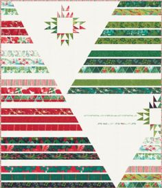 a quilted christmas tree is shown with many different colors and patterns on the fabric