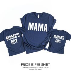 Last chance to use DISCOUNT CODE for 25% off your order with FREE SHIPPING- Just add $100 worth of your favorite items to your cart! See all Discount Codes below! Mommy and Me Outfits, Matching Mom Son Daughter Shirts Mommy and Me Matching Shirts, Mother's Day Shirts for Mom and Kids Mothers Day Gift ADORABLE Mom and Son Matching Shirts! Just add each shirt size to your cart to create the set you need! DISCOUNT CODES -Spend $35 get Free Shipping. No code needed. -Spend $100 get 25% off. Use code Family Matching Cotton T-shirt Gift, Family Matching Blue Pre-shrunk Shirt, Blue Family Matching Short Sleeve Tops, Blue Cotton T-shirt For Father's Day, Blue Family Matching Tops For Father's Day, Blue Screen Print Tops For Father's Day, Blue Tops With Screen Print For Father's Day, Father's Day Blue T-shirt With Text Print, Blue Father's Day T-shirt With Screen Print