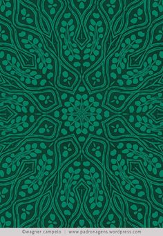 a green and black background with an intricate design