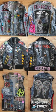 my jackets. everything is diy. Punk Denim Jacket, Ropa Punk Rock, Outfits Punk, 50 Dresses, Cultura Punk, Punk Fashion Diy, Jacket Diy, Diy Outfits