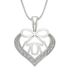 Natural Earth-mined Diamond Gold Jewelry. 100% Customer Satisfaction Guarantee or Money Back. Free Shipping with in USA. Heart MOM Necklace Accented With Diamond.Everyday can be Mother's day with this diamond heart mom necklace. Show your beloved mom just how much you love her with this sweet gesture that she is sure to adore.An open heart design is decorated with diamonds and spells mom off to the Center. Diamond Information: Diamond Pcs : 15 Pieces Diamond Carat : 0.20 Carats Diamond Shape : R Diamond Necklace For Mom, Valentine's Day Gift, Valentine's Day Diamond Necklace Gift For Mom, Diamond Jewelry For Mom On Valentine's Day, Classic Mother's Day Necklaces With Diamond Accents, Valentine's Day Diamond Jewelry Gift For Mom, Elegant Diamond Cut Heart Necklace For Mother's Day, White Cubic Zirconia Heart Necklace For Mother's Day, Formal Heart Cut Necklace For Mother's Day, Elegant Heart Necklace With Diamond Accents For Mother's Day