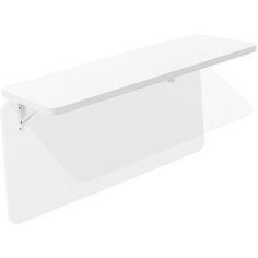 a white shelf with two shelves on each side and one shelf attached to the wall