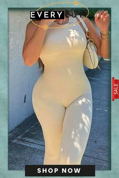 Casual Solid Backless O Neck Skinny Jumpsuits Jumpsuit Online, Strapless Tops, Casual Streetwear, Asymmetrical Dress, Wholesale Fashion, Dance Wear, Casual Tops, Casual Wear, Jumpsuit