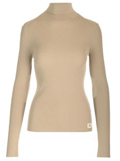 Burberry turtleneck sweater in ribbed wool blend with slim fit Classic Spring Turtleneck With Ribbed Collar, Classic Turtleneck With Ribbed Collar For Spring, Classic Ribbed Collar Turtleneck For Spring, Classic Ribbed Turtleneck For Workwear, Classic Ribbed Turtleneck For Spring, Elegant Ribbed Turtleneck Sweater, Elegant Fitted Turtleneck With Ribbed Neckline, Elegant Stretch Turtleneck With Ribbed Collar, Trendy Ribbed Turtleneck For Work