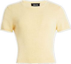 Spring Fine Knit Stretch T-shirt, Fine Knit Fitted Crew Neck Top, Crew Neck Fine Knit Fitted Top, Fitted Fine Knit Crew Neck Top, Crew Neck Fitted Fine Knit Top, Fitted Crew Neck Fine Knit Top, Fitted Fine Knit Short Sleeve Tops, Fine Knit Fitted Short Sleeve Top, Fitted Crew Neck Knit T-shirt