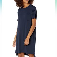 Daily Ritual Navy Blue T Shirt Dress Size Xs 95% Rayon, 5% Elastane Blue Casual T-shirt Dress For Spring, Casual Blue T-shirt Dress For Spring, Spring Casual Sleep T-shirt, Spring Sleep T-shirt With Short Sleeves, Crew Neck Cotton T-shirt Dress For Loungewear, Cotton Crew Neck T-shirt Dress For Loungewear, Casual Crew Neck T-shirt Dress For Daywear, Cotton Crew Neck Sleep Dress, Blue Short Sleeve T-shirt Dress For Spring