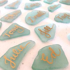 bulk sea glass, bulk beach glass, bulk seaglass, large sea glass, large beach glass, large seaglass, wedding place card, wedding table marker Beach Glass Wedding, Diy Name Cards, Small Beach Weddings, Place Card Table Wedding