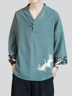 Description Product ID: MC2032189 Material: Cotton, Linen Sleeve: 3/4 Sleeve Pattern: Embroidered Closure Type: Pullover Season: Summer Style: Trendy Occasion: Daily, Holiday, Gifts Package included: 1 * Shirt Size Chart (Asian Size): Please allow 1-3 cm measured error. Size Length Chest Shoulder M 68cm | 26.8 in 108cm | 42.5 in 47cm | 18.5 in L 69.5cm | 27.4 in 112cm | 44.1 in 48cm | 18.9 in XL 71cm | 28.0 in 116cm | 45.7 in 49cm | 19.3 in XXL 72.5cm | 28.5 in 120cm | 47.2 in 50cm | 19.7 in 3XL 74cm | 29.1 in 124cm | 48.8 in 51cm | 20.1 in 4XL 75.5cm | 29.7 in 128cm | 50.4 in 52cm | 20.5 in 5XL 77cm | 30.3 in 130cm | 51.2 in 53cm | 20.9 in Crane Embroidery, Sleeve Pattern, Sleeves Pattern, Neck Shirt, Chinese Style, Summer Style, Cotton Linen, Blue Grey, Holiday Gifts