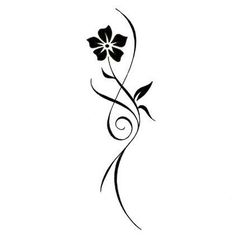 a black and white flower with swirls on it's side, in the shape of a vine