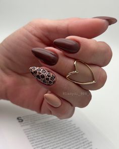 Fall Leopard Nails, Gold Leopard Nails, Nails October, Mix Match Nails, Leopard Nail Designs, Leopard Nail Art, Brown Nail Art, Brown Nails Design