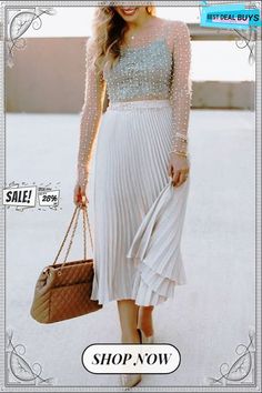 Metallic Pleated Maxi Skirts White Pleated Skirt For Spring Party, Pleated Party Skirt For Spring, Trendy White Pleated Skirt For Party, Spring Night Out Tiered Pleated Skirt, Spring Pleated Party Skirt, Pleated Skirt For Spring Party, Chic White Pleated Skirt For Fall, Winter Party Pleated Skirt Bottoms, Winter Party Pleated Lined Skirt