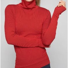 Nwot Athleta Turtleneck. Bought Last Winter For Outside Running, But Never Ended Up Using It. Red Athleisure Top For Fall, Red High Stretch Athleisure Tops, Sporty Stretch Red Tops, Red Stretch Sporty Tops, Red Ribbed Turtleneck Top, Fitted Red Athleisure Tops, Sporty Ribbed Winter Tops, Fitted University Red Tops For Sports, Sporty Red Winter Top