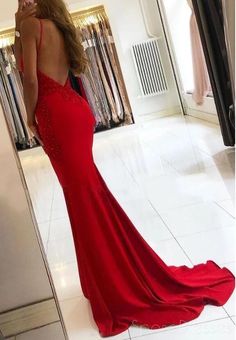 Red Mermaid Prom Dress, Red Lace Prom Dress, Backless Evening Gowns, School Dance Dresses, Prom 2022, Red Mermaid, Prom Dresses Long Mermaid, Winter Formal Dresses, Spaghetti Strap Prom Dress