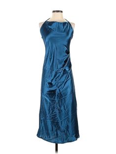 Cinderella Divine Cocktail Dress Size: Small Blue Dresses - used. 100% POLYESTER, Party, Scoop Neck, Long, Sleeveless | Cinderella Divine Cocktail Dress - Party: Blue Dresses - Used - Size Small Blue Maxi Dress For Party During Prom Season, Ruched Halter Neck Maxi Dress For Parties, Halter Neck Ruched Dress For Dinner, Holiday Ruched Dress For Dinner, Sleeveless Ruched Maxi Dress For Party Season, Ruched Halter Neck Dinner Dress, Holiday Evening Halter Neck Dress, Holiday Evening Dresses With Halter Neck, Sleeveless Ruched Evening Dress For Party Season