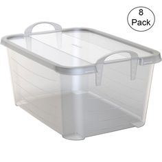 a large plastic storage box with handles