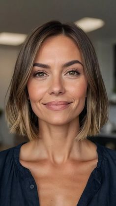 Trendy Mom Haircuts for Every Hair Length - Fads Check more at https://beautyfashionideas.com/makeup/trendy-mom-haircuts-for-every-hair-length-fads/ Bob Haircut With Lowlights, Bob With Layers Haircut, Medium Bob Thick Hair, Collarbone Length Hair Fine, Brunette Bob Fine Hair, Short Balayage Bob, One Lenght Hairstyle Bob, Italian Bob Straight Hair, Bob Thick Hair Straight