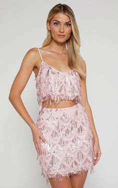 Khrizza Mini Skirt - Sequin Diamond Mesh Skirt in Pink | Showpo USA Eras Concert, Pink Cami Top, Taylor Outfits, Nashville Bachelorette, Taylor Swift Outfits, Mesh Skirt, Skirt Style, Cropped Cami, Cami Crop Top