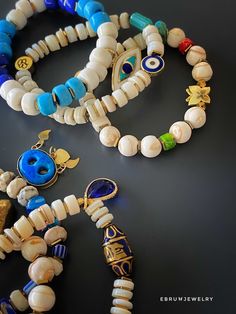 Ethnic Fashion Bracelet Set - EBRU JEWELRY Masculine Jewelry, Om Mani Padme Hum, Jewelry Logo, Handmade African, Butterfly Bracelet, Bone Beads, African Beads, Agate Bracelet, Evil Eye Charm