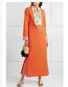 #ad Premium NWT TORY BURCH Embellished Tory Tunic Beach CAFTAN size 4 Orange MSRP $550, Fashion Dresses Kurta Silhouette, Tory Burch Tunic, Ramadan Collection, Vestidos Maxi, Beach Caftan, Rebecca De Ravenel, Estilo Real, Tory Burch Dress, Long Kaftan