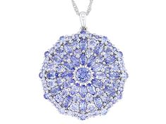 3.20ctw Marquise and 4.29ctw Round Blue Tanzanite Rhodium Over Sterling Silver Pendant with Chain. Measures approximately 1.50"L x 1.23"W. 18" Singapore Chain with 2" Extender. Lobster Claw Clasp. Blue Multi-stone Round Cut Jewelry, Dazzling Blue Multi-stone Jewelry, Fine Jewelry Sapphire Cluster, Fine Jewelry Multi-stone Round Pendant, Round Cut Multi-stone Tanzanite Jewelry, Dazzling Cluster Gemstone Jewelry, Fine Jewelry With 17 Jewels In Cluster Shape, Blue Pendant Jewelry With Accent Stones, Blue Cluster Fine Jewelry