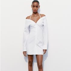 New No Flaws No Smoking Ships Quickly All Order Come With A Freebie Trench Coat White Dress, Trench Coat Dress, Zara White, Zara Dresses, Coat Dress, New Dress, Off The Shoulder, Trench Coat, Colorful Dresses